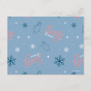 Frosty der Schneemann blaues Schneeflocken-Muster Feiertagspostkarte