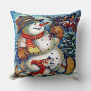 Frosty der Schneemann und Freunde Weihnachten Kissen