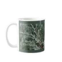 Frosty Evergreen Branch Frohe Weihnachten