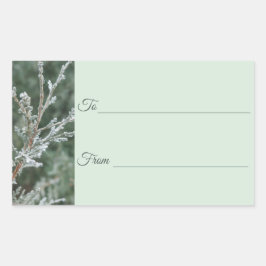 Frosty Evergreen Junior Weihnachtsgeschenk-Label Rechteckiger Aufkleber