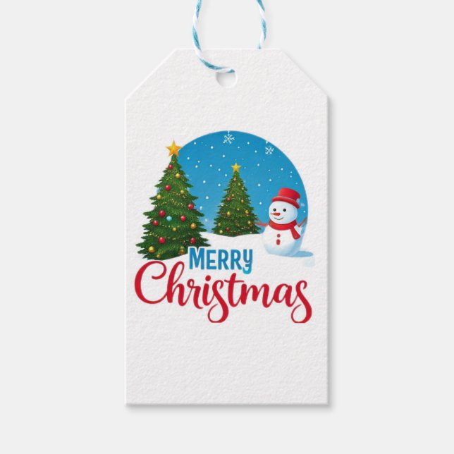 "Frosty Family: Light Blue Winter Wonderland Desig Geschenkanhänger (Vorderseite)