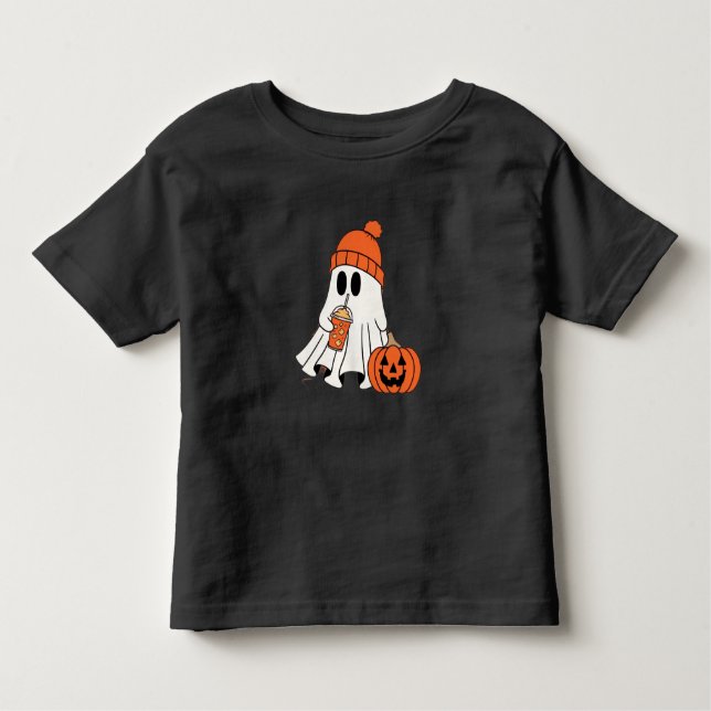 Frosty Ghost Pumpkin Sip T - Shirt Kleinkind (Vorderseite)