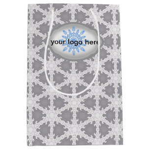 Frosty Grey White Grid Mittlere Geschenktüte