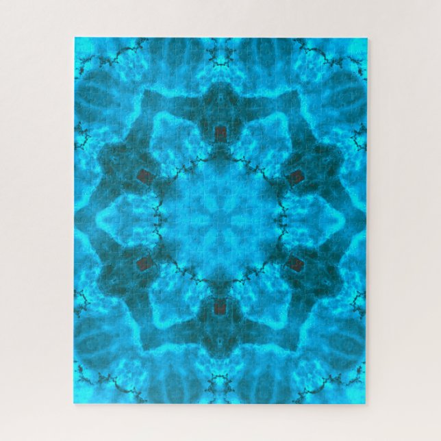 Frosty Ice Blue Snowflake Kaleidoscope Muster (Vertikal)