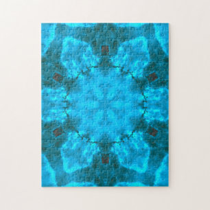 Frosty Ice Blue Snowflake Kaleidoscope Muster