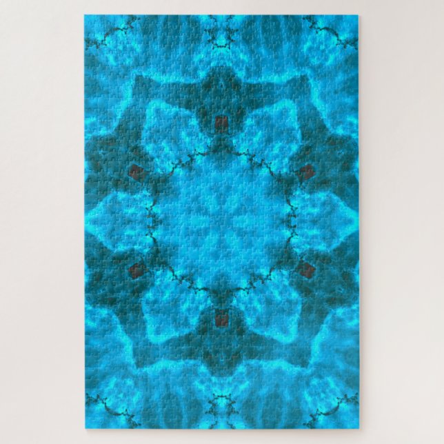 Frosty Ice Blue Snowflake Kaleidoscope Muster (Vertikal)