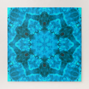 Frosty Ice Blue Snowflake Kaleidoscope Muster