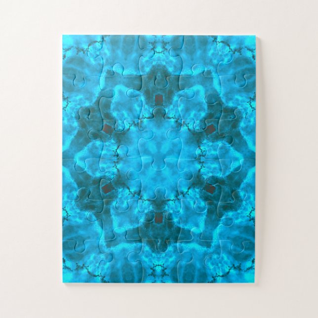 Frosty Ice Blue Snowflake Kaleidoscope Muster (Vertikal)