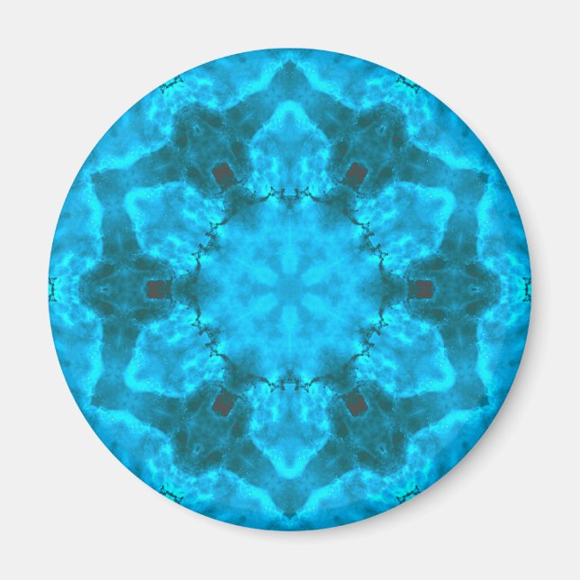Frosty Ice Blue Snowflake Kaleidoscope Muster Magnet (Vorne)