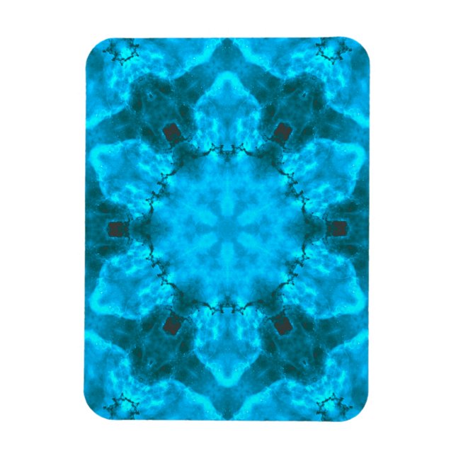 Frosty Ice Blue Snowflake Kaleidoscope Muster Magnet (Vertikal)