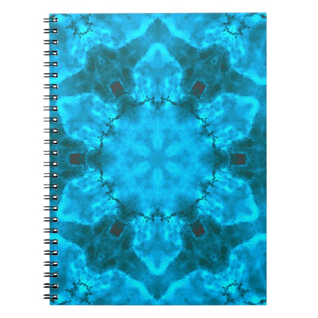 Frosty Ice Blue Snowflake Kaleidoscope Muster Notizblock (Vorderseite)