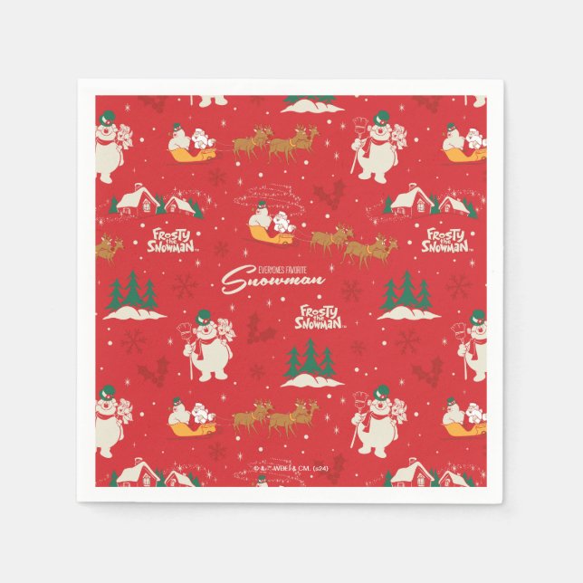 Frosty - Jedermanns liebstes Schneemannsmuster Serviette (Vorderseite)
