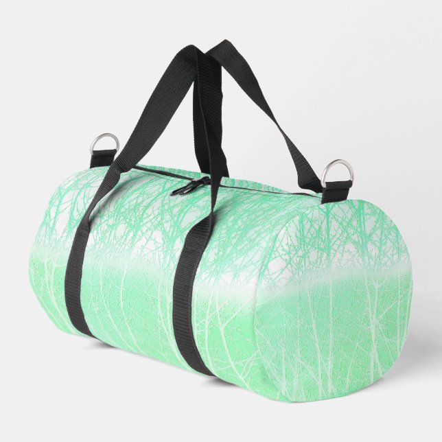 Frosty Misty Branches Mint Green Duffle Bag (Linke Seite)