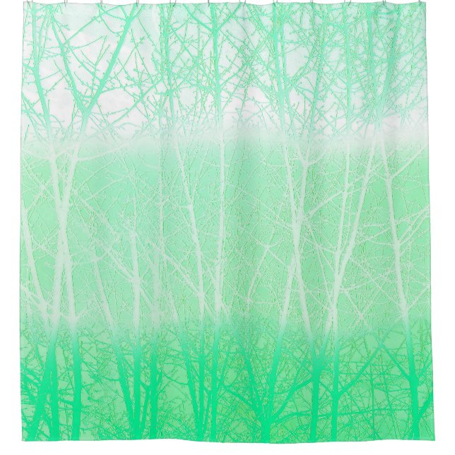Frosty Misty Branches Mint Green Duschvorhang (Vorderseite)
