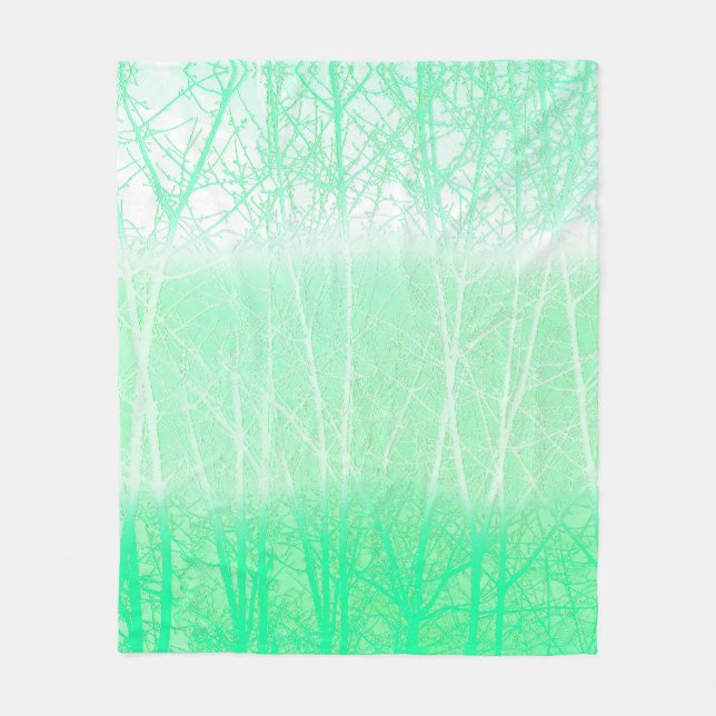 Frosty Misty Branches Mint Green Fleecedecke (Vorderseite)