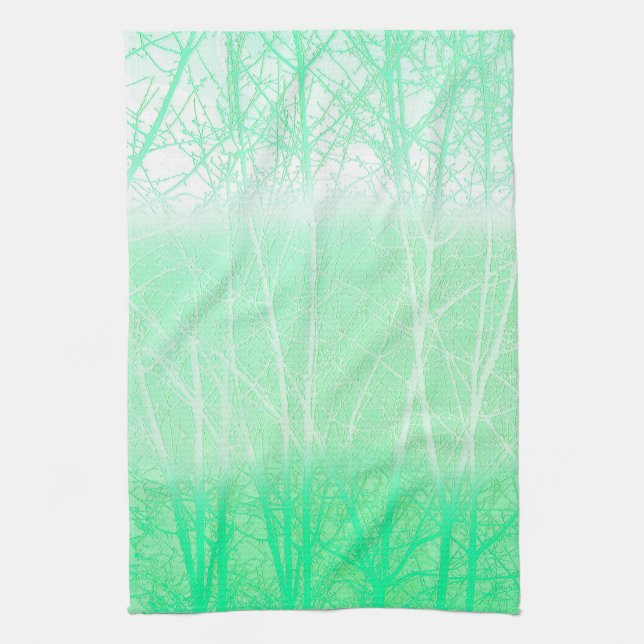 Frosty Misty Branches Mint Green Geschirrtuch (Vertikal)