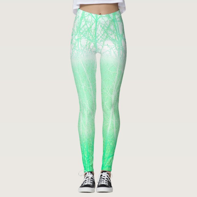Frosty Misty Branches Mint Green Leggings (Vorderseite)