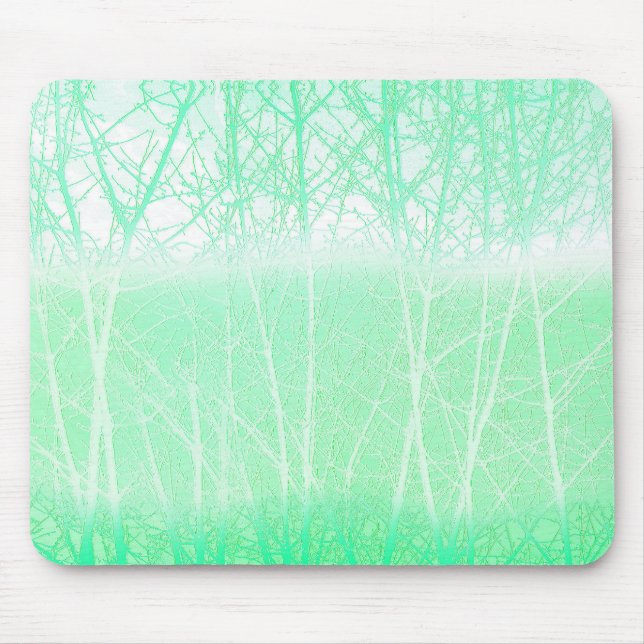 Frosty Misty Branches Mint Green Mousepad (Vorne)