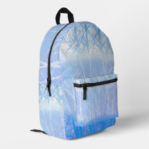 Frosty MIsty Trees Baby Blue Bedruckter Rucksack