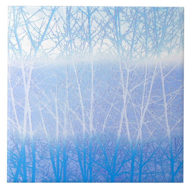 Frosty MIsty Trees Baby Blue Fliese (Vorderseite)