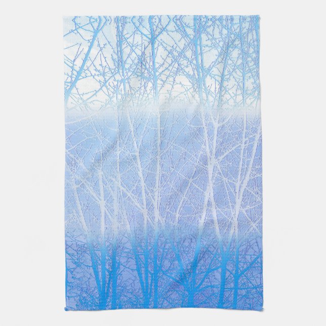 Frosty MIsty Trees Baby Blue Geschirrtuch (Vertikal)