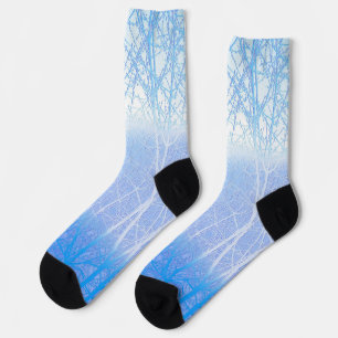 Frosty MIsty Trees Baby Blue Socken