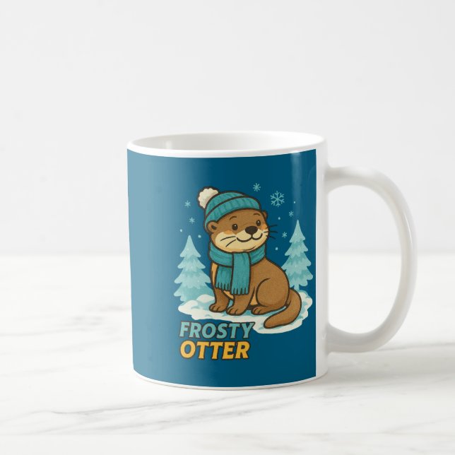 Frosty Otter Winter Charm Art Long Sleeve  Kaffeetasse (Rechts)