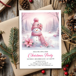 Frosty Pink Coquette Snowman Digital Christmas  Einladung