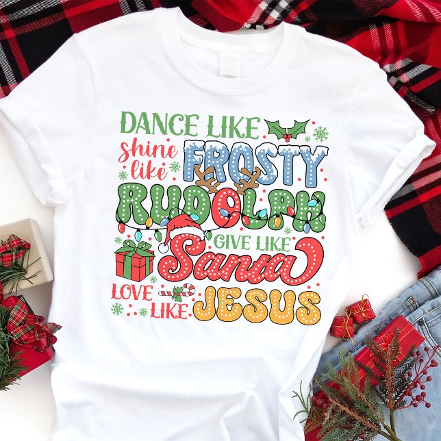 Frosty Rudolph Santa Jesus Christlich Weihnachten Tri-Blend Shirt (Von Creator hochgeladen)