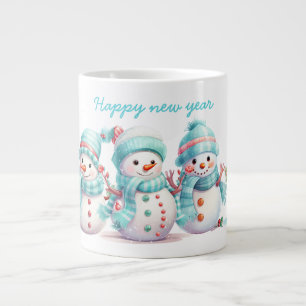 Frosty Sky Blue Snowmen Jumbo-Tasse