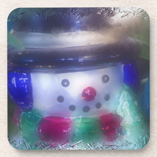 Frosty Snowman Ornament Getränkeuntersetzer (Vorderseite)