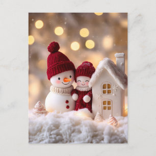 Frosty Snowman Siblings Winter Joy Feiertagspostkarte