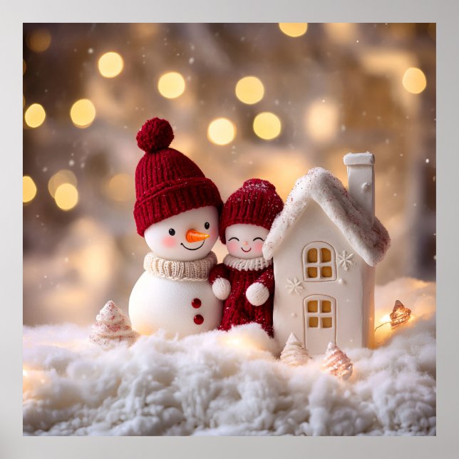 Frosty Snowman Siblings Winter Joy Poster (Vorne)