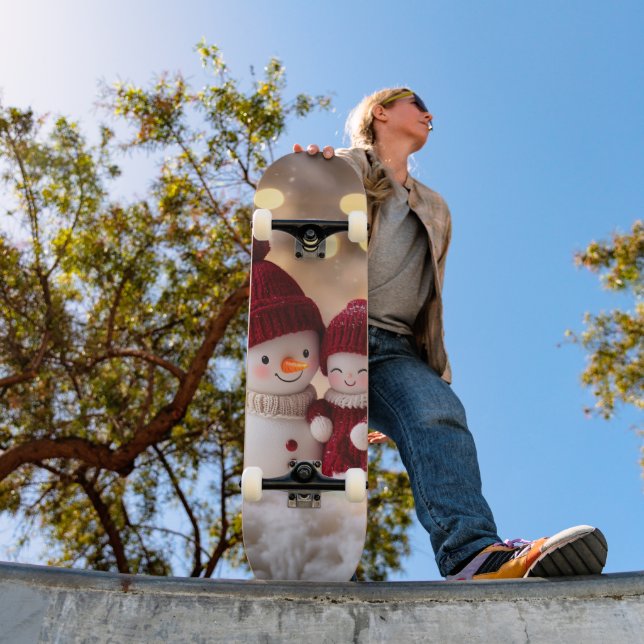 Frosty Snowman Siblings Winter Joy Skateboard (Außenbereich 1)