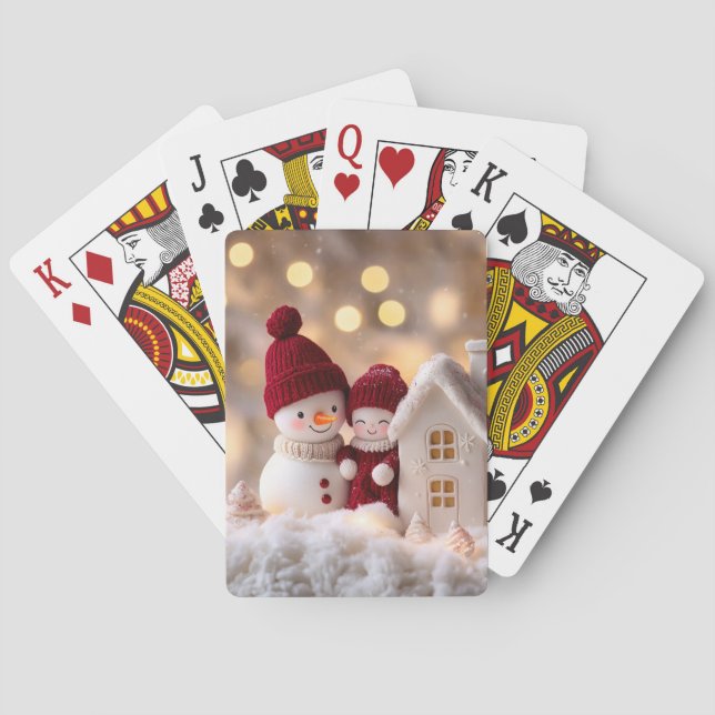 Frosty Snowman Siblings Winter Joy Spielkarten (Rückseite)