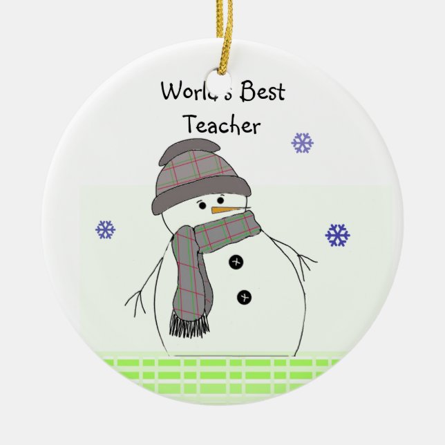 Frosty Snowman World's BestTeacher Keramikornament (Vorne)