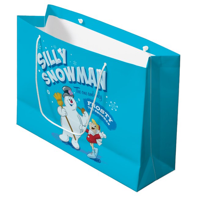 Frosty the Snowman™ | "Alberner Schneemann" Große Geschenktüte (Vorderseite Schrägansicht)