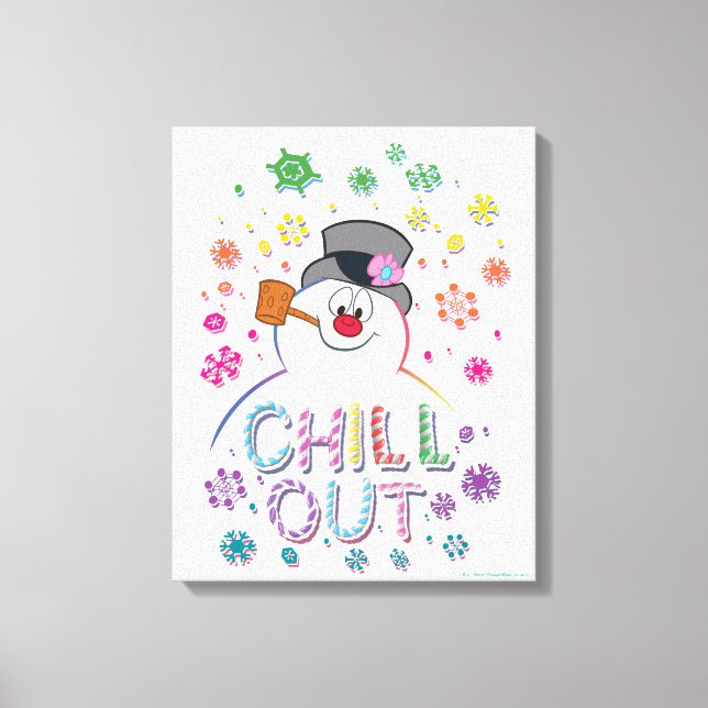 Frosty the Snowman™ | "Chill Out" Regenbogenfarben Leinwanddruck (Vorderseite)