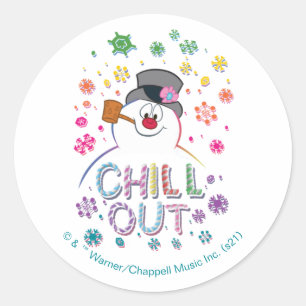 Frosty the Snowman™ "Chill Out" Regenbogenfarben Runder Aufkleber