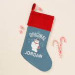 Frosty the Snowman™ | Das Original Weihnachtsstrumpf<br><div class="desc">Karo aus diesem Retro-Klassiker Frosty the Snowman mit Vintagen Notrufzeichen und den Worten: "Das Original".</div>