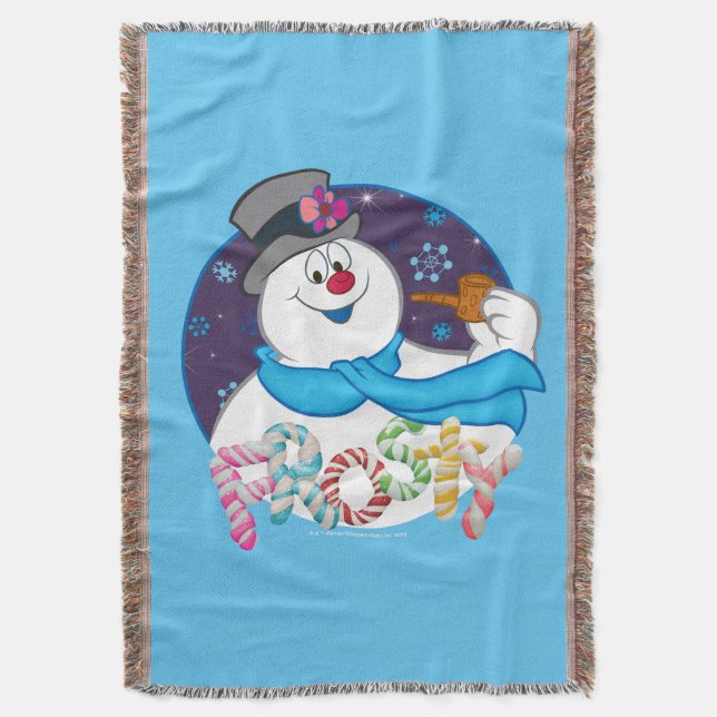 Frosty the Snowman™ | Farbige Candy Cane Name Decke (Vorderseite Vertikal)