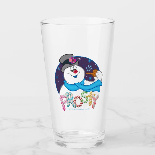 Frosty the Snowman™ | Farbige Candy Cane Name Glas (Vorderseite)