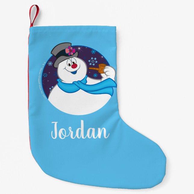 Frosty the Snowman™ | Farbige Candy Cane Name Kleiner Weihnachtsstrumpf (Vorderseite)