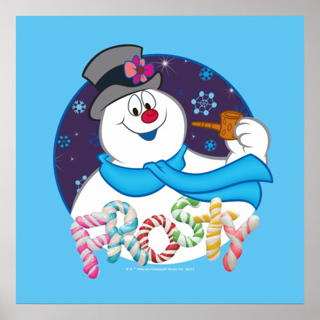 Frosty the Snowman™ | Farbige Candy Cane Name Poster (Vorne)