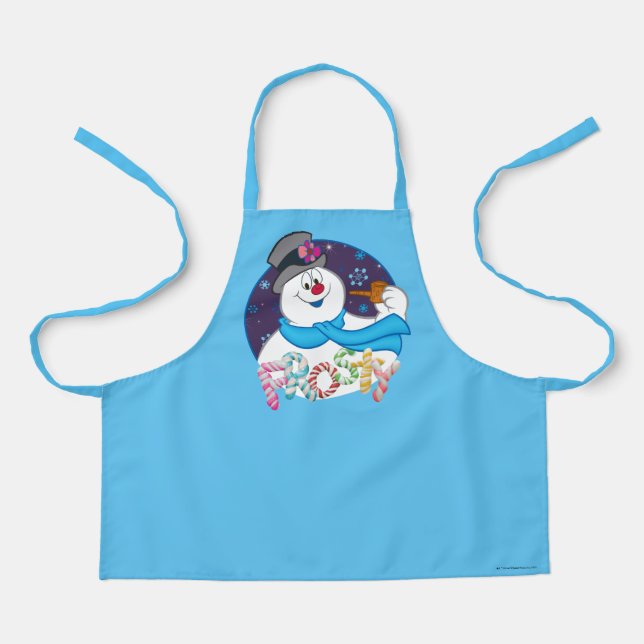Frosty the Snowman™ | Farbige Candy Cane Name Schürze (Vorderseite)