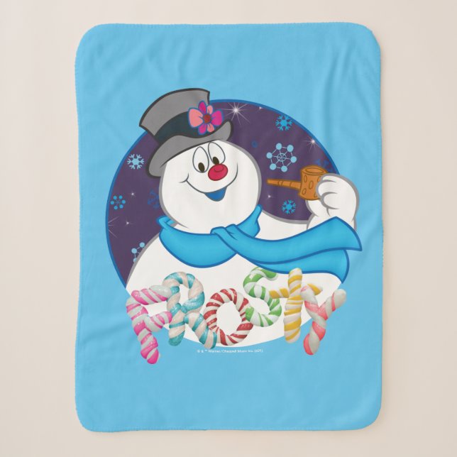 Frosty the Snowman™ | Farbige Candy Cane Name Sherpadecke (Vorderseite)