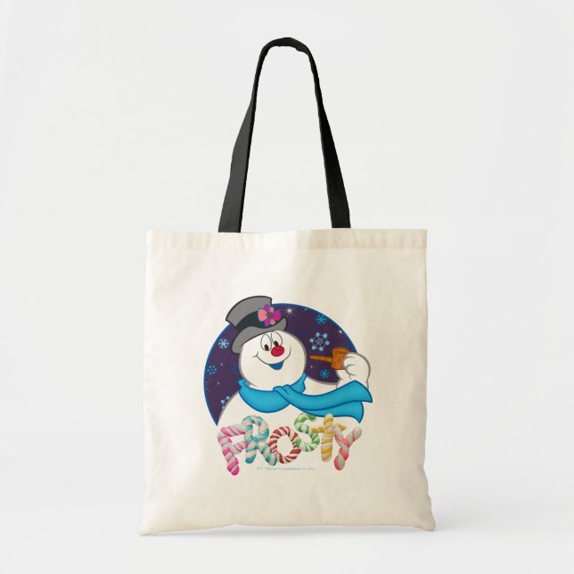 Frosty the Snowman™ | Farbige Candy Cane Name Tragetasche (Vorne)