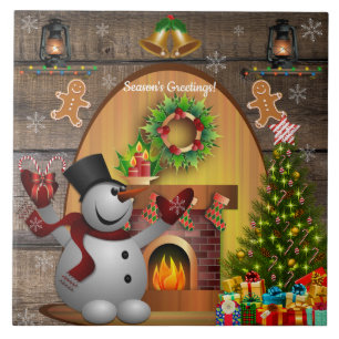 Frosty The Snowman Feuerplatz Weihnachtsbaum Fliese