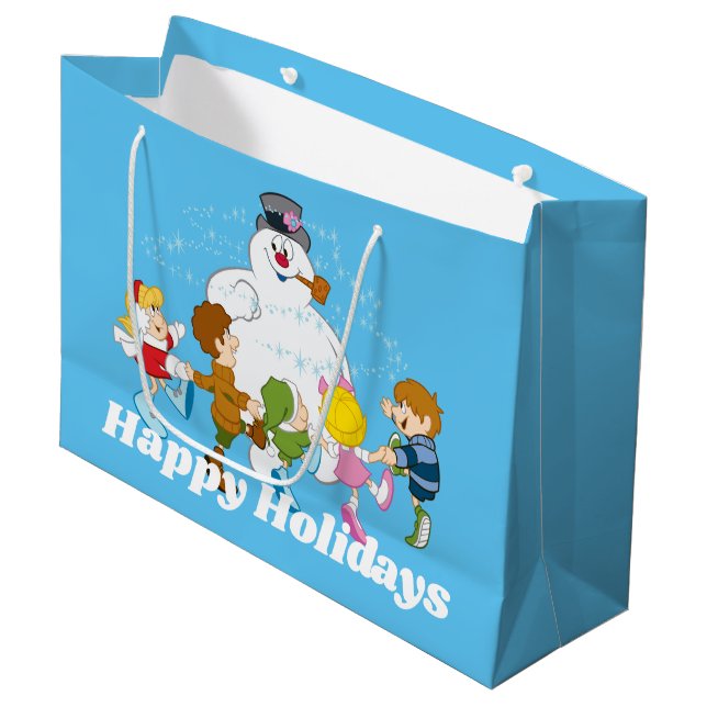 Frosty the Snowman™ | Frosty & Children Playing Große Geschenktüte (Vorderseite Schrägansicht)