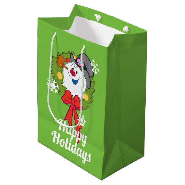 Frosty the Snowman™ | Frosty Holiday Wreath Mittlere Geschenktüte (Vorderseite Schrägansicht)